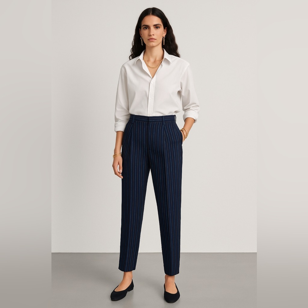 Vintage Byblos Pinstripe Pants Italy Wool Blend Pinstripe Trousers IT 40 /US 4–6